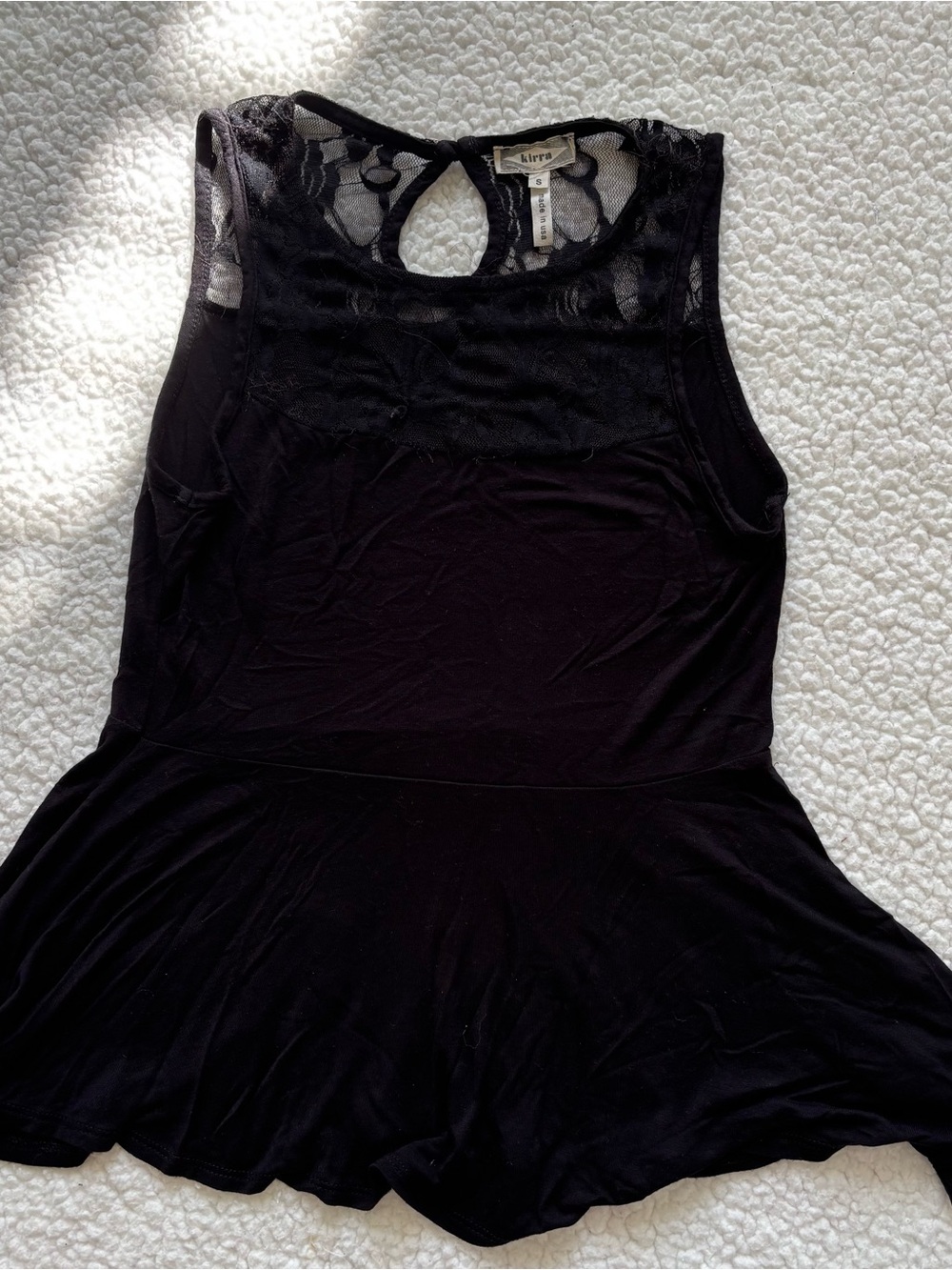 Kirra Gothic Romantic Sheer Lace Peplum Tank Top S Y2K Coquette Goth Fairycore